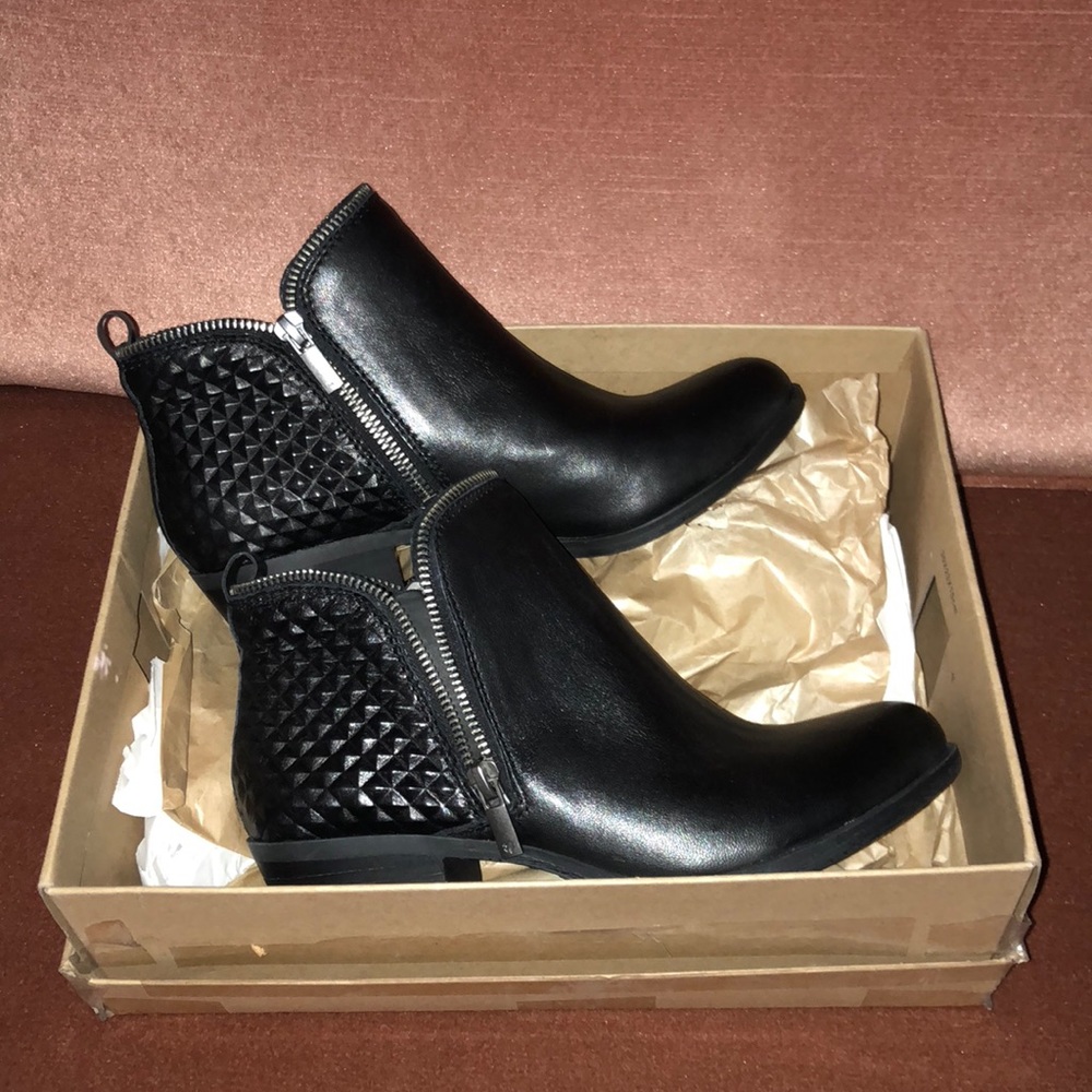 Lucky Brand Black Leather Booties (new) 6.5